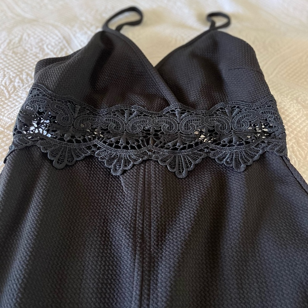 Haute Monde Sexy Black Dress. Decorative Black Lace Below Bust. Size Small. - Picture 7 of 9